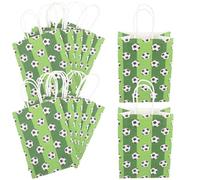 Healifty 12pcs Football Themed Paper Bags with Handles for Parties Birthdays Treats and Favors Wrapping Bags for Candy and Presents