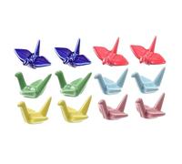 Healifty 12pcs Japanese Style Ceramic Chopsticks Holder with Origami Crane Design Multipurpose Spoon Fork Rest Rack for Tableware Elegant Desktop Utensil Organizer