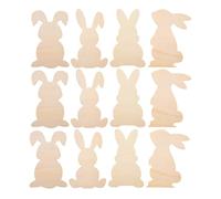 Healifty 12pcs Large Easter Bunny Cutouts Unfinished Wooden Blank Easter Rabbit Slices Unpainted E Discs for Party Crafts Painting Pendant Decoration
