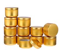 Healifty 12PCS Metal Candle Tins Empty Candle Jars Candle Making Tin Aluminum Tin Jar for Candle Making Cosmetic Empty Refillable Box (Golden 1)