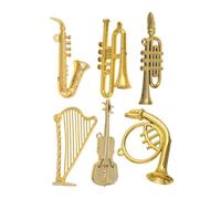 Healifty 12Pcs Miniature Musical Instrument Ornaments Gold Cello Saxophone Dollhouse Decoration Accessories for Holiday Display Christmas Tree Decor Creative Music Lovers