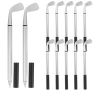 Healifty 12pcs Novelty Club Pens Ballpoint Pen Prop Desktop Ornament Not Easy to Deform Black Pp Aluminum Alloy Decorative Golf Game Wedding Birthday