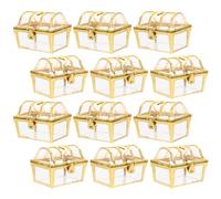 Healifty 12Pcs Plastic Treasure Chest Candy Boxes Mini Bulk Wedding Party Treats and Retro Bridal Shower Favour Containers Gold