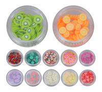 Healifty 12pcs Polymer Clay Nail Art Accessories Fruit Slices Soft Clay DIY Manicure Pieces for Creative Nail Design and Personal Care
