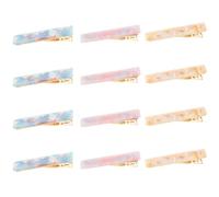 Healifty 12pcs Retro Acetate Hair Barrettes Set Leopard Print Marble Pattern Small Hair Clips for Women Girls Colorful Vintage One-word Bangs for Casual and Special Occasions