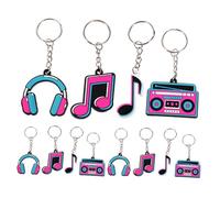 Healifty 12Pcs Retro Music Note Keychains Bulk Party Favors for Birthday Celebrations Karaoke Nights and Music Festivals Compact Portable Adults