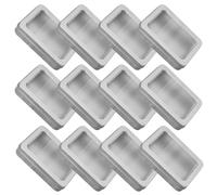 Healifty 12pcs Small Rectangular Metal Storage Boxes with Hinged Window Lids, Silver Craft Organizer Tins for Home, Pantry, and Small Item Storage (15x8.5x2.2cm)