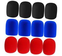 Healifty 12Pcs Sponge Microphone Covers Windproof Windscreen for Handheld Mic Ktv Stage Studio Non-disposable Soft Protective Covers in Black Red