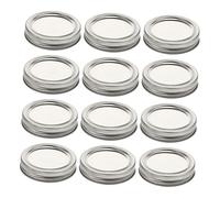 Healifty 12Pcs Tinplate Canning Jar Caps Silver Reusable Sealing Lids for Mason Jars Airtight Leak Resistant Covers Suitable for Preserving Pickling and Food Storage