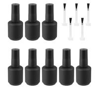 Healifty 13pcs 15ml Glass Nail Polish Bottles Set with Black Matte round Container and Reusable Nail Gel Brushes Leak-proof Storage Bottles for Salon