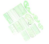 Healifty 13pcs Geometric Drawing Templates Set for Students and Architects, Hollow Plastic Technical Drawing Stencils with Measuring Rulers for DIY Design and Engineering Drafting