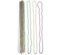 Healifty 15pcs Beaded Necklaces Set with 6mm Metal Beads 33-inch Length Festive Decorative Necklaces for Carnival, Party, and Dress-up Events