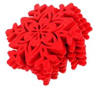 Healifty 16pcs Christmas Round Felt Coasters Non-Skid Heat Insulation Cup Mats Red Xmas Felt Cup Pads for Holiday Table Decor