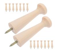 Healifty 16pcs Rustic Wooden Coat Hooks Screw-on Wall Mounted Clothes Hanger Pegs Made from Precision Crafted Beech Wood with Easy Installation for Bathroom Behind Doors, Farmhouse Style