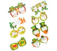Healifty 16pcs St Patrick's Day Paper Glasses Frames Shamrock Eyewear for Irish Celebrations Lightweight Comfortable Party Props for St Paddy's Day Festivities