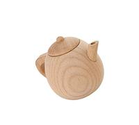 Healifty 1Pc Solid Wood Tableware No Paint Simulated Tea Pot Mini Kitchen Cooking Kettle for Home Nursery for Pretend Play and Brain Development