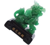 Healifty 1pcs Kylin Figurines Table Ornament Resin Sculpture with Flat Bottom Green Decorative Statue for Home Office Anniversary Mother's Day