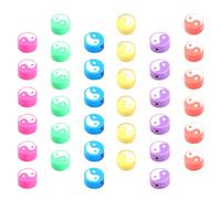 Healifty 2 Bags Yin Yang Loose Beads Polymer Clay with Hole Smooth Surface Assorted Bright Colors for Necklace DIY Craft Making Beads Friends Who Love DIY