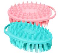 Healifty 2 Pack Dual-Sided Silicone Body Scrubbers with Hooks, Exfoliating Shower Brush for Body and Back Massage, Soft Green and Pink Bathing Accessories for Daily Skin Care