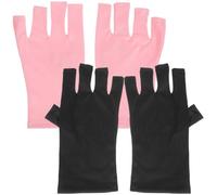 Healifty 2 Pairs Anti UV Fingerless Gloves Polyester Manicure Gloves Protecting Hands Isolate Light Damage People Doing Nail Art Manicure Routine
