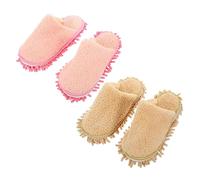 Healifty 2 Pairs Convenient of Reusable Mop Slippers for Home Cleaning Practical Dust Mop Shoes with Soft Lining for Floors Windows and Bathrooms Comfortable Washable Sweeping Shoes Pink