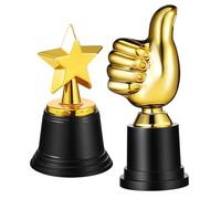 Healifty 2 Pcs Award Trophies Thumb Up and Star Shape Plastic Celebration Trophy Cups for Party Favors Competition Winner Prizes to Boost Confidence and Reward Achievements