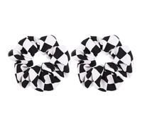 Healifty 2 Pcs Elastic Hair Ties for Women with Black and White Chessboard Pattern Design, Comfortable Chiffon Scrunchies Suitable for Hair Types in Daily Life and Party