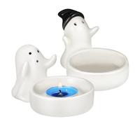 Healifty 2 Pcs Halloween Ghost Ceramic Candle Holders Small Tealight Candlestick for Table Centerpiece Compact Portable Design for Spooky Home Decor and Festive Celebrations