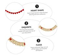 Healifty 2 Pcs I Love You Heart Shape Swallowtail Buntings Hanging Banner Red Brown Linen String Flags for Valentines Wedding Party Decorations Romantic Garland for Love Confession and