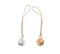 Healifty 2 Pcs Japanese round Bell Pendant Set with Wrinkle Grain Copper, Golden and Silver Colors, DIY Hanging Tassel Decorations for Phone Lanyard and Backpack Charm