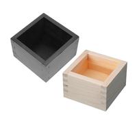 Healifty 2 Pcs Japanese Square Wooden Sake Cup and Sushi Serving Box Set Small Size Black Lacquer Natural Wood for Japanese Style Dining and Snack Presentation