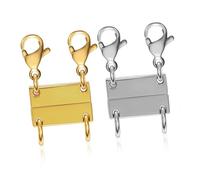 Healifty 2 Pcs Necklace Clasps Zinc Alloy Gold Silver Plated Fasteners for Easy Layering Unique Design Jewelry Connectors for Women Stylish Necklace Styling