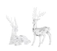 Healifty 2 Pcs Reindeer Ornaments: Christmas Reindeer Decor - Small Standing Sitting Deer Figurine - Christmas Table Decoration for Home Indoor Xmas Decor