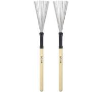 Healifty 2 Pcs Wooden Handle Steel Wire Drum Brushes for Jazz Drums Percussion Brush Set with Natural Wood Handles for Jazz and Folk Music