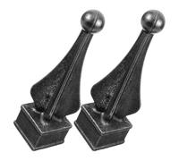 Healifty 2 Pieces Cast Iron Pointed Shape Fence Finials Metal Garden Gate Post Toppers Outdoor Lawn Fence Decor for European Style Wrought Iron Protective Fencing
