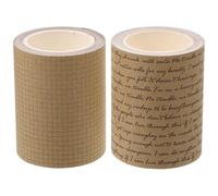 Healifty 2 Rolls 60mm X Kraft Paper Tape Set for Scrapbooking DIY Crafts Retro Decorative Masking Tape with Grid and Text Patterns Multi-purpose for Handbook and Wrapping