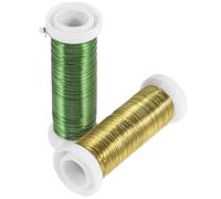 Healifty 2 Rolls DIY Floral Wires for Artificial Flower Branches Yellow and Green Metal Stem Crafting Wire Set for Flower Arrangement for Wreaths and Home Décor