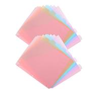 Healifty 2 Sets A4 Plastic Binder Dividers with Single Pocket and Tabs, 8pcs Colorful File Separators for 3-Ring Organizers, Document Folder Inserts for Office and School Filing