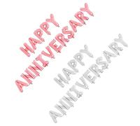 Healifty 2 Sets Happy Anniversary Balloon Aluminum Foil Balloons Silver and Rose Gold for Wedding Anniversary Decorations Quick Inflate Romantic