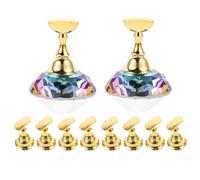 Healifty 2 Sets Magnetic Nail Art Practice Stand Nail Tips Holders Plastic Crystal Magnets for Beginners Professional On-the-go Manicure Exercise Display