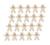 Healifty 20 Sets Unfinished Wooden Gingerbread Man Cutouts for Christmas Tree Decor DIY Craft Wood Slices with Rope for Creative Holiday Decorations