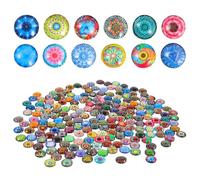 Healifty 200pcs Mosaic Tiles for Arts and Crafts - 10mm Round Glass Cabochons | Multi-Colored Mosaics for DIY Art Craft Decoration | Circle Tiles for Jewelry & Home Decor