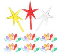 Healifty 206Pcs Ceramic Christmas Tree Replacement Bulbs Light Up Kit with 7-Color Small Olive-Shaped Bulbs and 6 Five-Pointed Star Ornaments for Indoor Seasonal Decoration