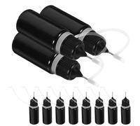 Healifty 20pcs 10ml Glue Applicator Bottles Small Plastic Squeeze Bottles for Liquid Glue and Oil Dispensing DIY Craft Refillable with Black Opaque Design for Precision Application