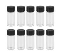 Healifty 20Pcs 5ml Clear Glass Container with Black Lid Refillable Empty Bottle Small Tubes Sealed for Home Travel Trip