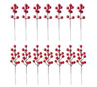Healifty 20pcs Artificial Red Berry Artificial Berries Red Foam Iron Decorative Accessories for Christmas DIY Wreath Ornaments Arts and Crafts