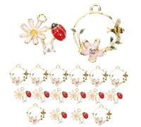 Healifty 20pcs DIY Jewelry Charms with Ladybird and Bee Flower Pendants Alloy Bracelet Charms for Women Craft Accessories for Earrings and Necklaces