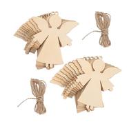 Healifty 20pcs DIY Wooden Angel Ornaments Rustic Wedding Decorations Blank Unfinished Wood Cutouts for Christmas Birthday Thanksgiving Hanging Embellishments
