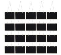 Healifty 20pcs Double-Sided Wooden Hanging Chalkboard Sign 16x12cm with Smooth Matte Surface and Soft String, Vintage Rectangular Erasable Board for Party and Holiday Decor