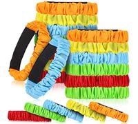 Healifty 20Pcs Elastic Legged Race Bands Set Bright Color Three Leg Ropes for Adults for Outdoor Sports Events School Fun Days Parties